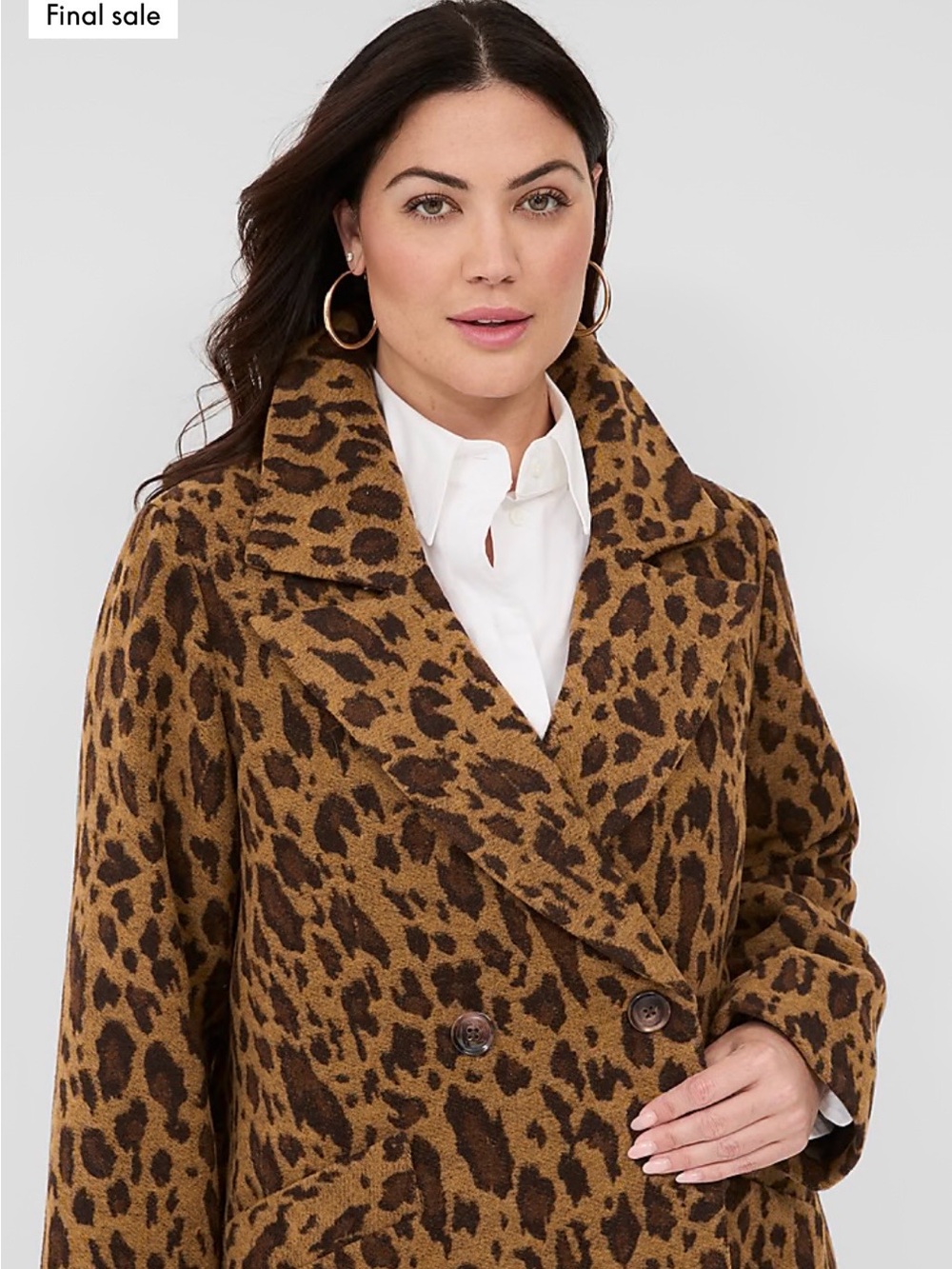 Lane Bryant Leopard Print Pea Coat - Brown/Black Sz 20 - Picture 12 of 15